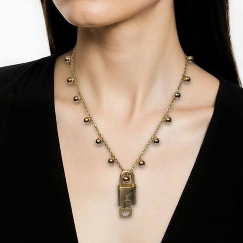 Gold-Plated Necklace with Authentic Louis Vuitton Padlock